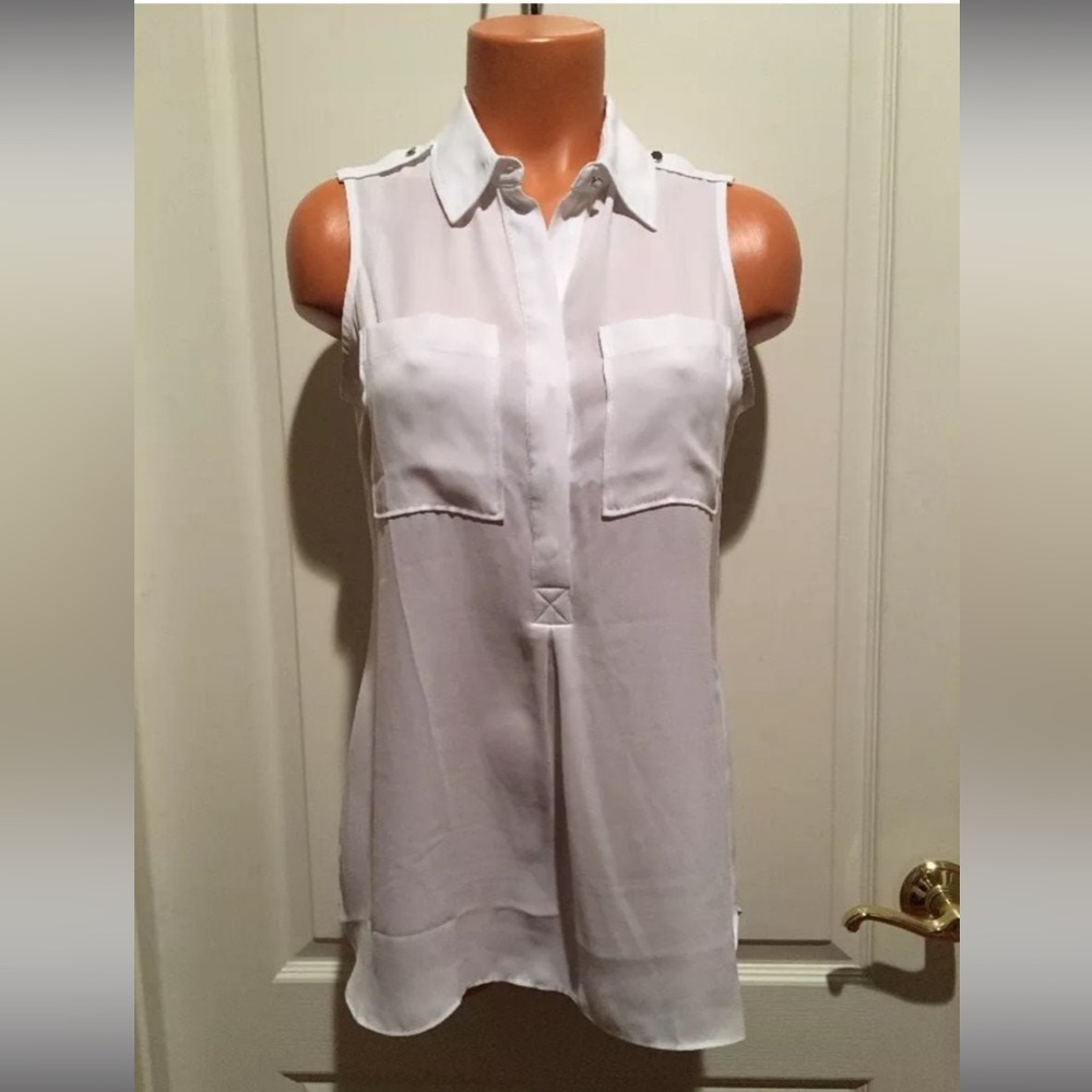 WHBM White Sheer Utility Tunic Top Size Petite Small PS SP NWOT $89 - Picture 1 of 5